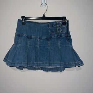 Blue demin mini flare skirt skort wild fable 2